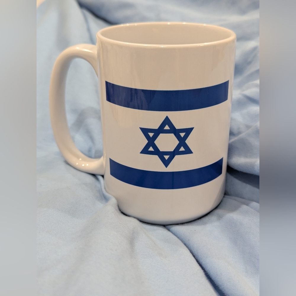 Blue and White Israeli Flag Ceramic Mug